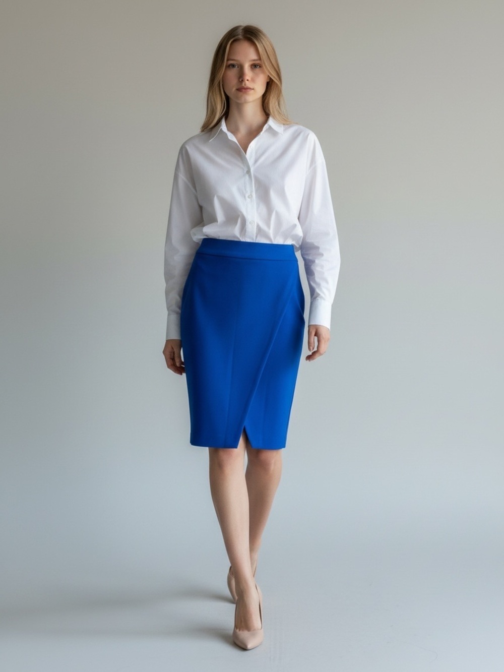 Ricki’s Wrap Front Pencil Skirt Ponte Knit Cobalt Blue Size 2